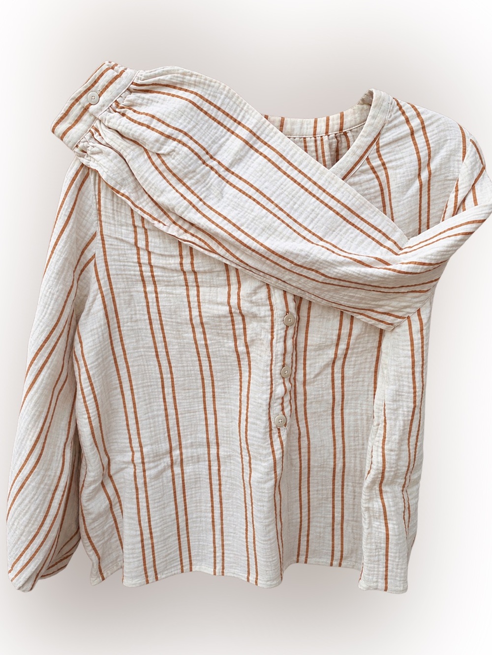 Universal Thread White Cream Blouse with Tan Stripes